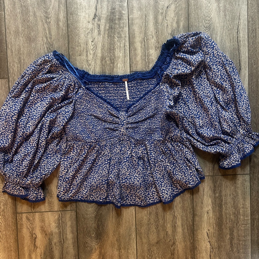 Free People Blue Floral Top